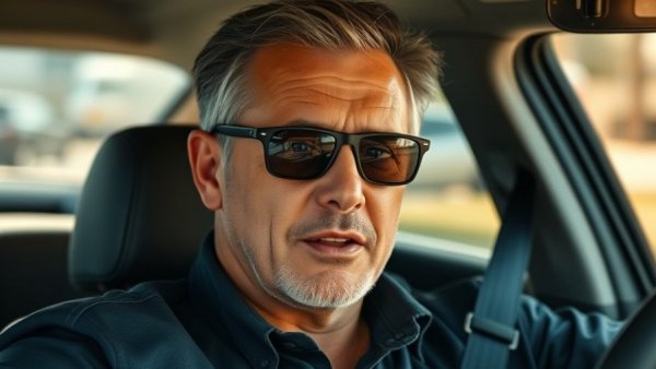 Mental wellness message from middle-aged man in a car.