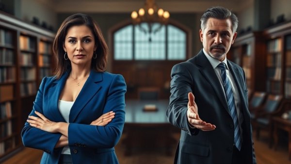 Trump breaking news today: dramatic split image with gesturing man.