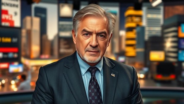 News anchor discussing breaking news Trump on live TV