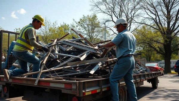 Volunteers loading debris during Giddings tornado cleanup