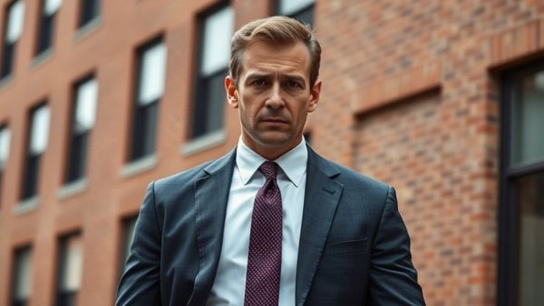 Collage of a man in a suit with two others; news report background.