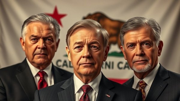 Two men in front of California flag with Fox News logo, California Fraud Scale.