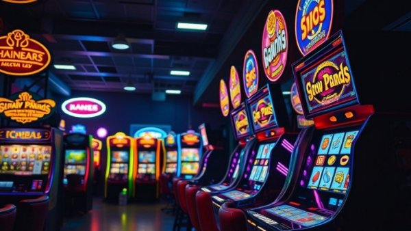 Arcade gaming machine in San Antonio game room, soft neon glow.