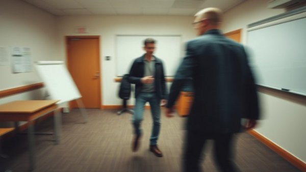 Blurry classroom security footage of incident.