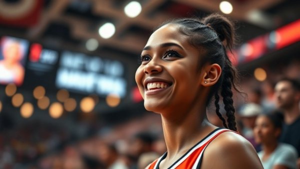 Paige Bueckers smiling during college basketball journey.