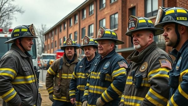Firefighters and police at San Antonio apartment scene.
