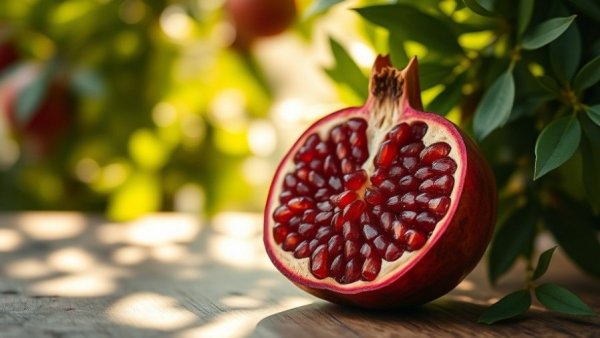 Biblical superfoods for health: fresh pomegranate with seeds.