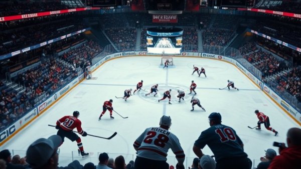 Intense ice hockey match action during playoffs in Dallas.
