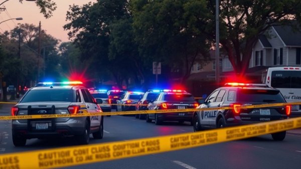 San Antonio news shooting scene with police vehicles and caution tape.