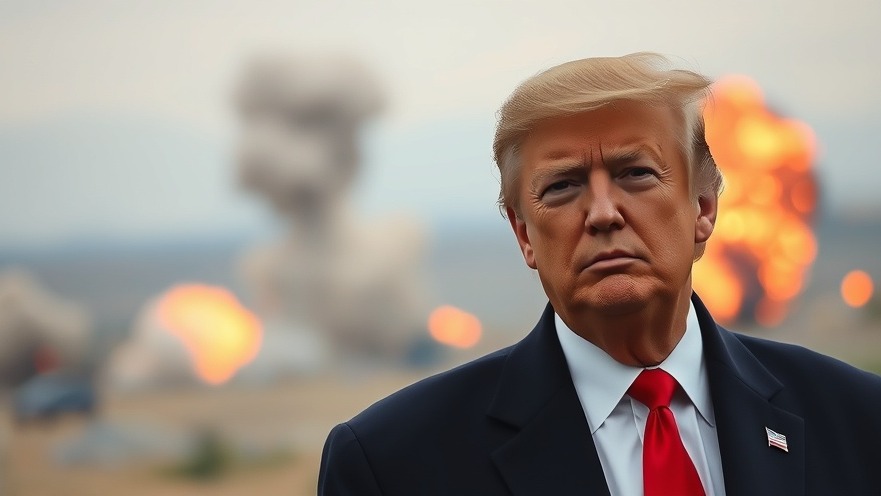 Trump breaking news today segment on TV with serious expression.