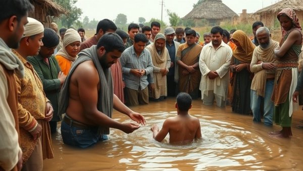 Community baptism ceremony during Texas current events.