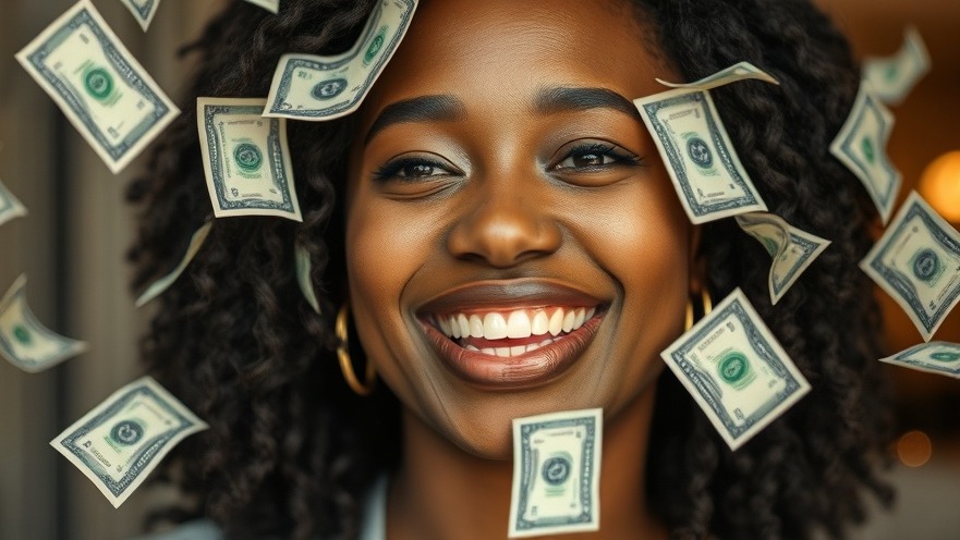 Close-up of person in a patterned blouse considering options for tax refund indoors.