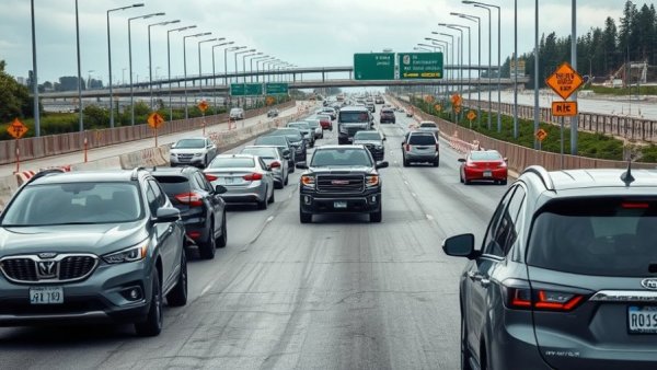 Katy Freeway closure in Houston causing traffic with several cars.