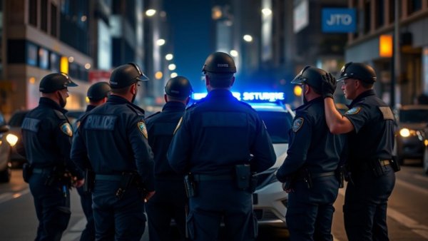 Austin news police responding to night incident with police car.