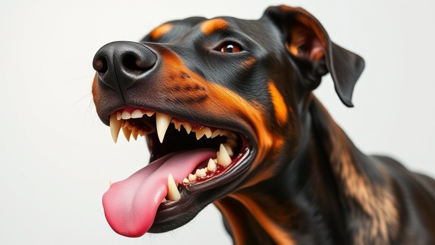 Vicious snarling Doberman dog highlighting pet vaccination importance amid rabies concerns.