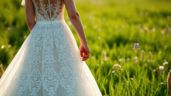 Bride and groom walking through a lush meadow, marital status and cancer risk