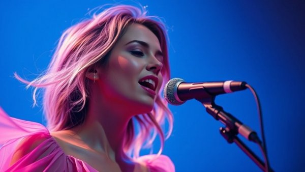 Florence and the Machine supports reproductive health; female singer in pink dress performing.