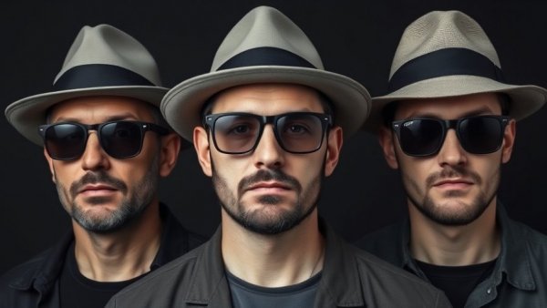 Band pose involving three men in hats and sunglasses, San Antonio cultural events.