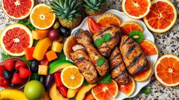 Austin foodie city exotic meal with tropical fruits.