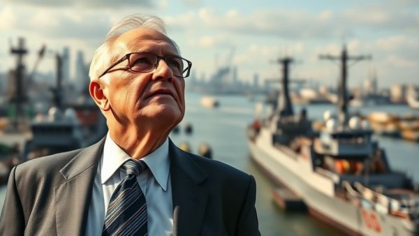 Trump warns of lethal force near Iran with harbor and ships backdrop.