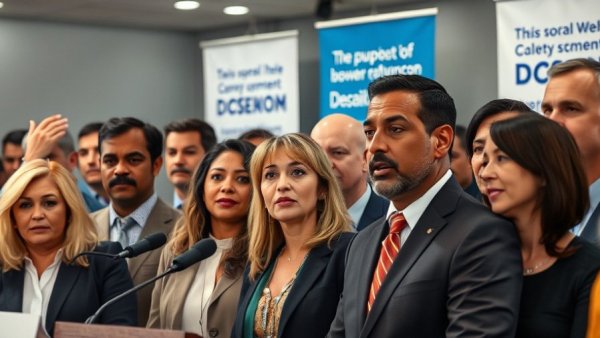 Diverse professionals present Childcare for All at press conference.