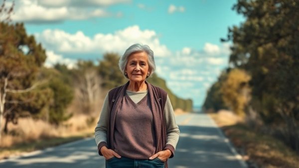 Older woman on rural road relating to Colony Ridge predatory lending settlement.