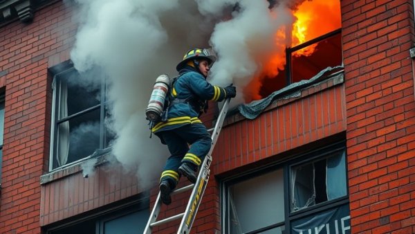 Intense firefighting scene during US newsworthy event