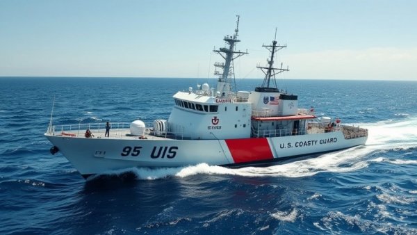 Coast Guard cutter patrolling ocean for cocaine seizure.