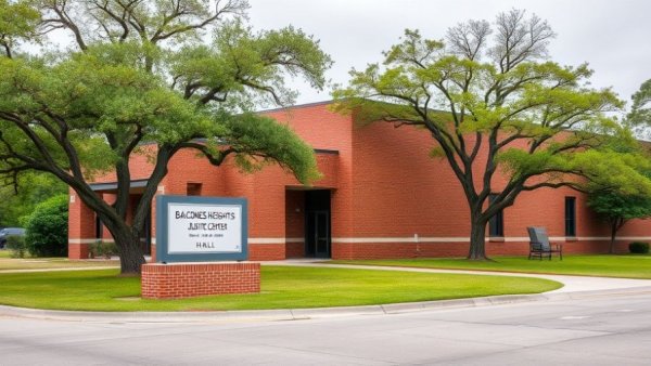 San Antonio news: Balcones Heights Justice Center with City Hall sign.