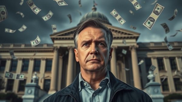 $267 million hospice fraud concept with man and government building.