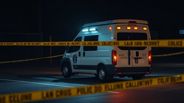 Houston news shooting scene with crime unit vehicle and police tape.