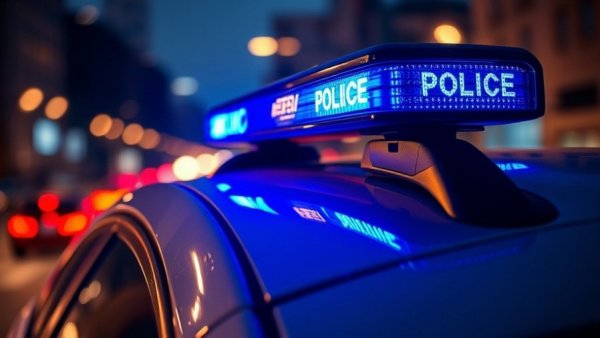 Close-up of blue police lights, dallas news shooting