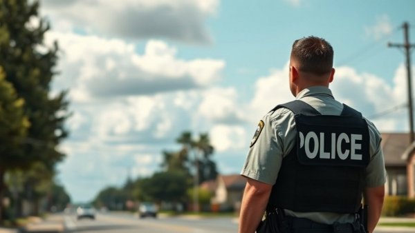 U.S. Border Patrol agent on suburban street, pause act immigration reform.