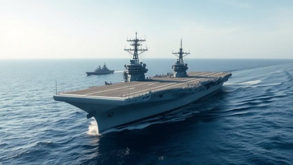 US military aircraft carrier and ships in Strait of Hormuz