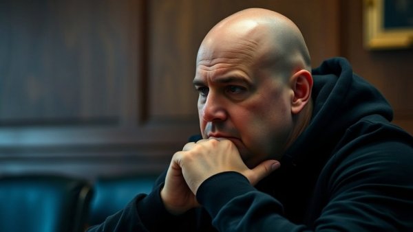 Contemplative man at formal setting, associated with US news articles.