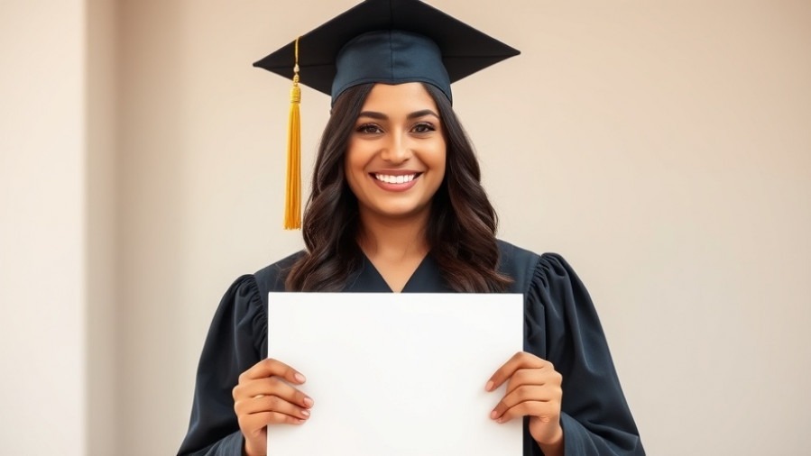 Smiling young Latina graduate holding diploma, highlighting student rights in immigration.