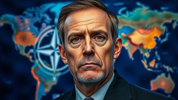 NATO allies support risks with a political theme and NATO emblem.