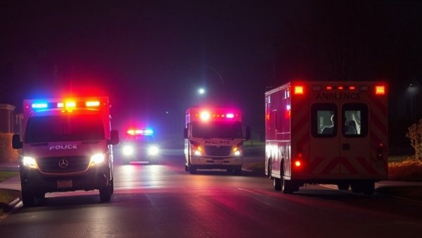 San Antonio news shooting scene with emergency vehicles at night.