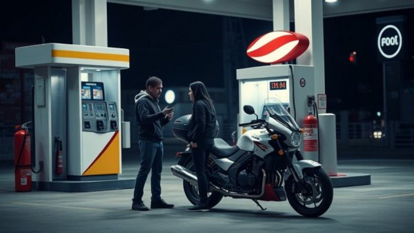 San Antonio news scene with two people at gas station.