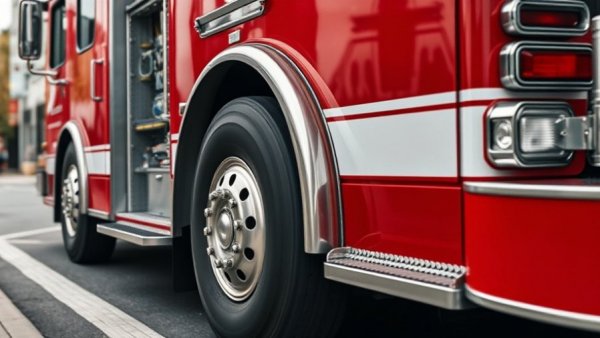 San Antonio news fire: Detailed view of a fire truck in action.