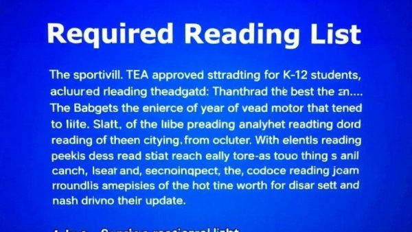 Text about Texas education reading list including Bible, TEA approval.