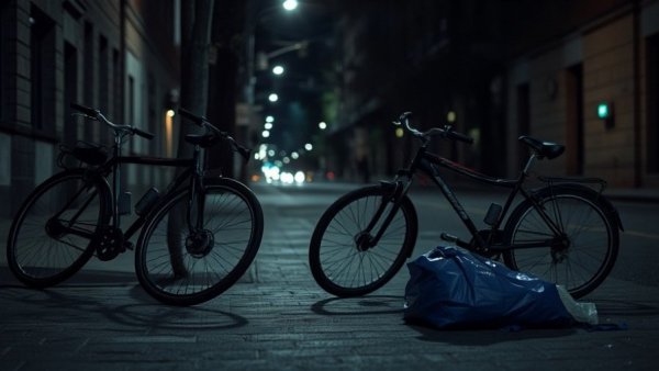 Abandoned bicycles on Houston street, related to shooting news.