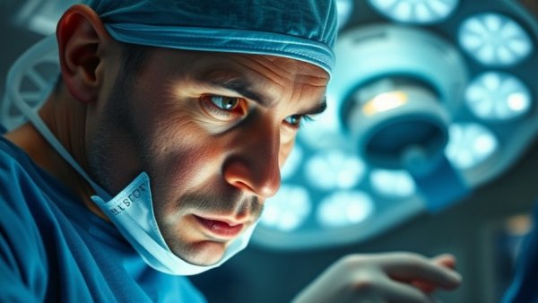 Surgeon operating in a room, highlighting FDA clearance for surgical device.