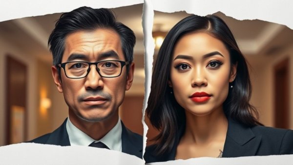 Breaking news today portrait of two divided individuals.