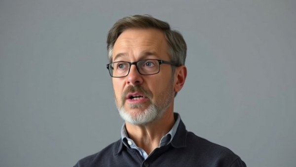 Man presenting on why carbonated water feels so good to drink, neutral background.