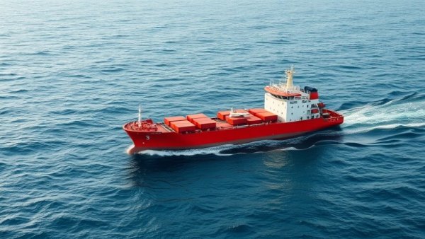 Cargo ship on open sea related to U.S. blockade of Iranian ports.