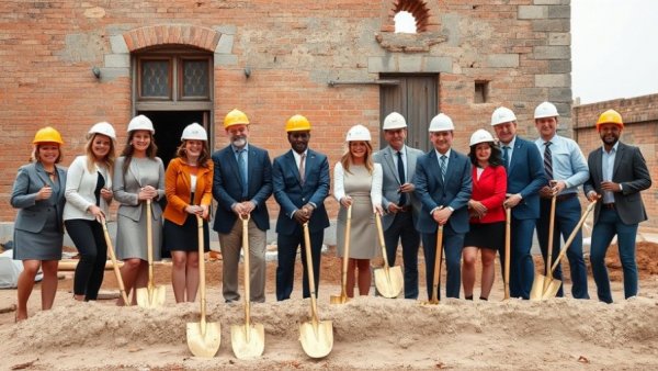 Groundbreaking event for affordable housing in San Antonio featuring mascots.