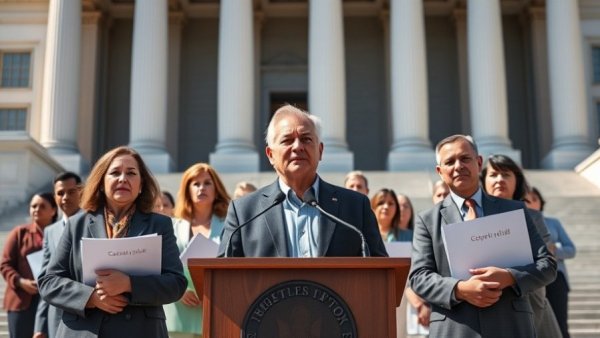 Advocates discuss Haitian deportation protections at a podium.