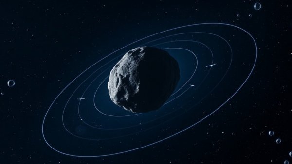 God of Chaos asteroid trajectory visualization approaching Earth.
