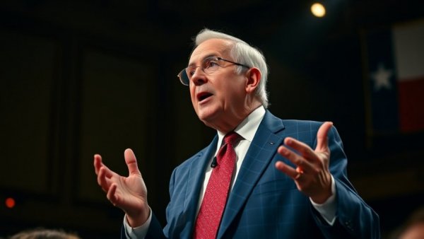 Wayne Christian oil-backed crypto coin advocate speaking on stage.